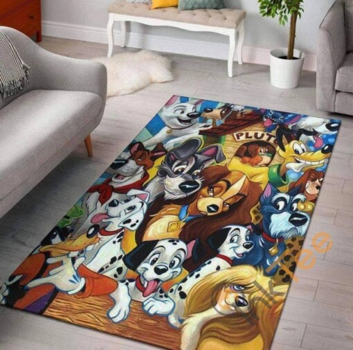 Disney Dog Dogs Watercolor Prints From Movies Living Room Bedroom Floor Rug