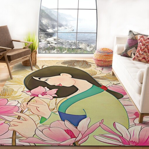 Disney Mulan Flower Rug  Custom Size And Printing