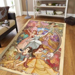 Disney Princess Snow White Cinderella Aurora Ariel Jasmine Decorative Floor Rug