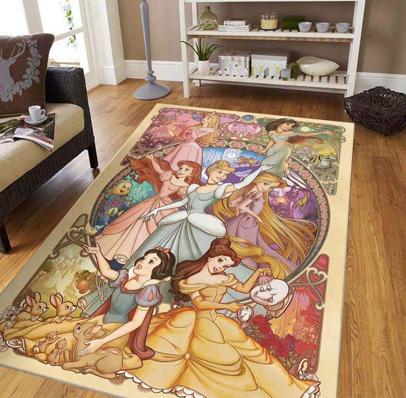 Disney Princess Snow White Cinderella Aurora Ariel Jasmine Decorative Floor Rug