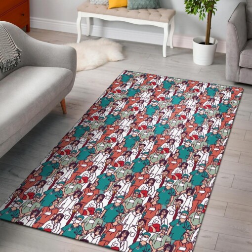 Docter Nurse Pattern Print Area Limited Edition Rug