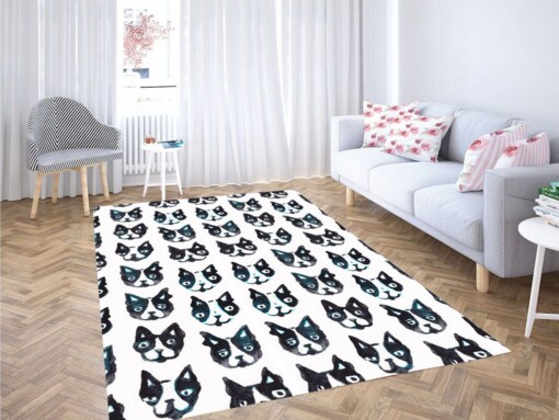 Dog And Cat Water Color Living Room Modern Carpet Rug