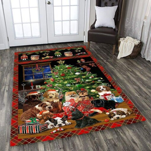 Dog Family Christmas Rectangle Limited Edition Rug