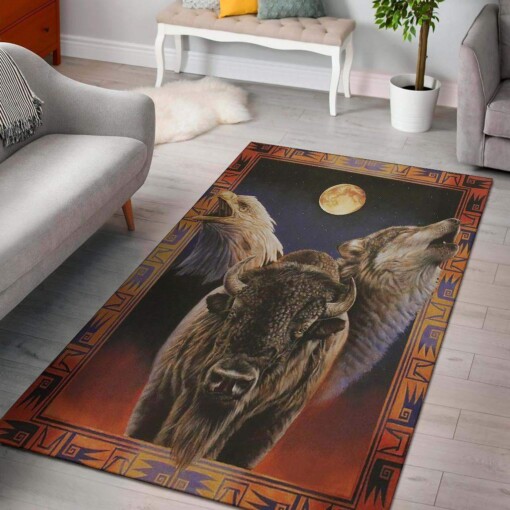 Eagle Bison Wolf Moon Native American Pride Limited Edition Rug
