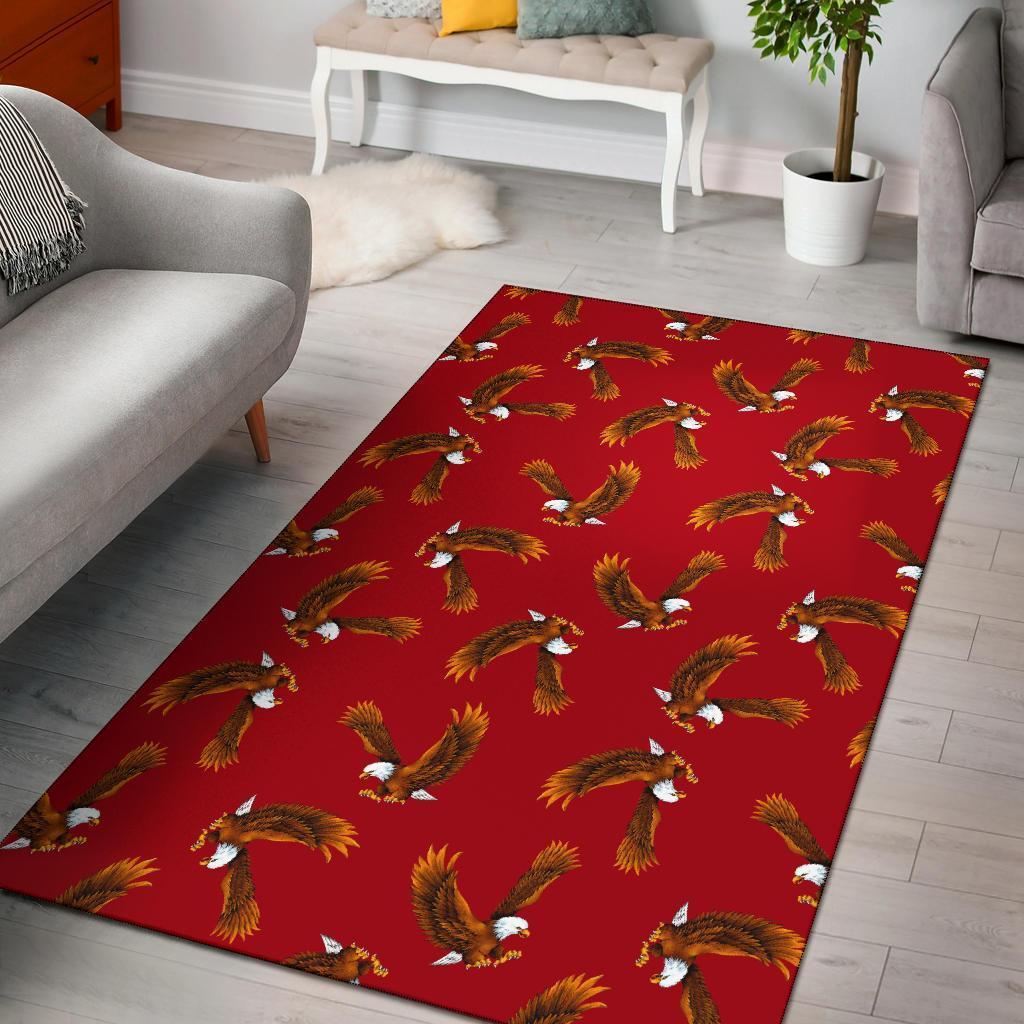 Eagle Red Pattern Print Area Limited Edition Rug