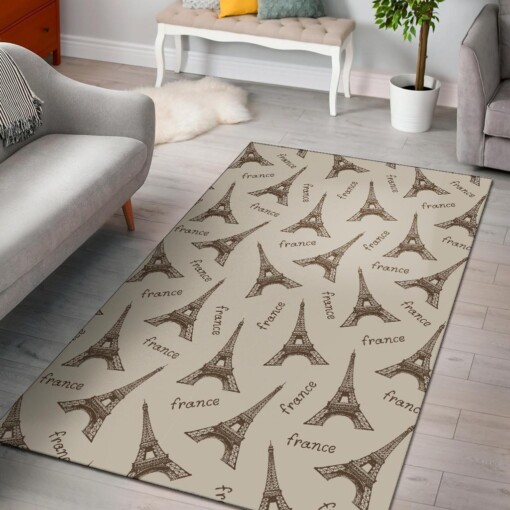 Eiffel Tower Pattern Print Area Limited Edition Rug