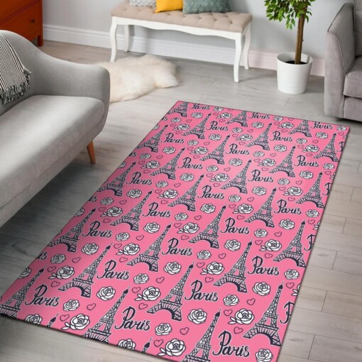 Eiffel Tower Print Pattern Area Limited Edition Rug