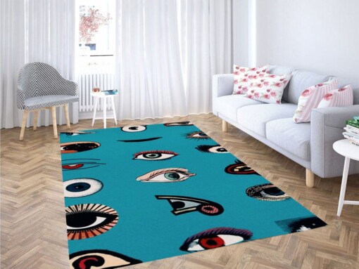 Eyes Blue Wallpaper Living Room Modern Carpet Rug