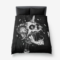 Skull Dagger exploding Demon Horn Skull 3 Piece Duvet Set