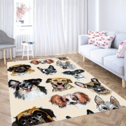 Face Of Dogs Living Room Modern Carpet Rug