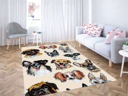 Face Of Dogs Living Room Modern Carpet Rug