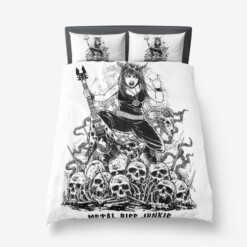 Skull Pentagram guitar Heavy Metal Black Metal Thrash Metal Death Metal Riff Junkie Guitar Decor 3 Piece Duvet Set