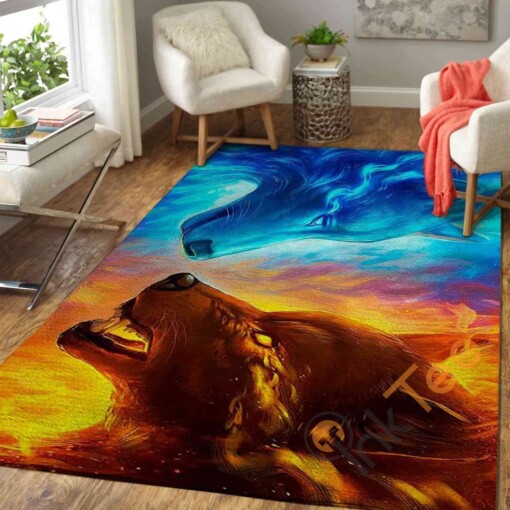 Fire Ice Wolf Area Rug