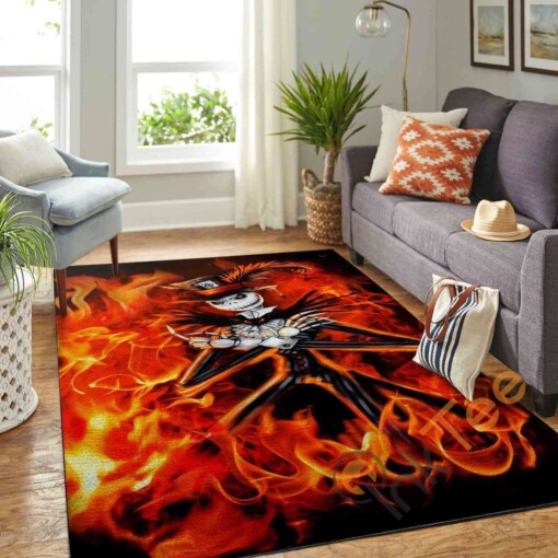 Fire Jack Skellington The Nightmare Before Christmas Halloween Area Rug