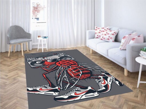 Flies Radio Wallpaper Living Room Modern Carpet Rug