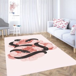 Floral Snake Wallpaper Living Room Modern Carpet Rug