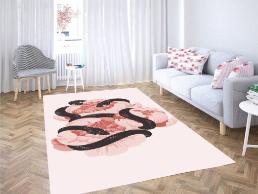 Floral Snake Wallpaper Living Room Modern Carpet Rug