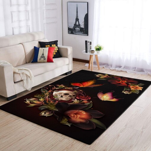 Flower And Skull Area Rug