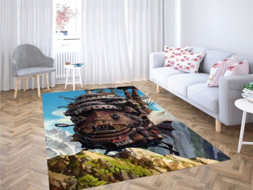 Flying Ship Ghibli Living Room Modern Carpet Rug