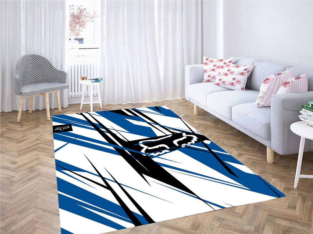 Fox Racing Blue Wallpaper Living Room Modern Carpet Rug