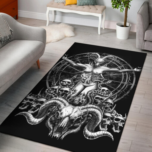Skull Satanic Demon Goat Woman New  Large Print Version Area Rug