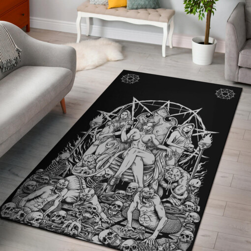 Skull Demon Serpent Flesh Gluttony Throne Area Rug