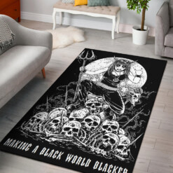 Skull Demon Black Metal Girl With Skull Goat Area Rug