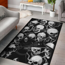 Skull Pentagram Guitar Smasher Area Rug