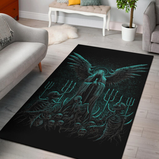 Skull Skeleton Gothic Hooded Wing Demon Sword Area Rug Awesome New Color