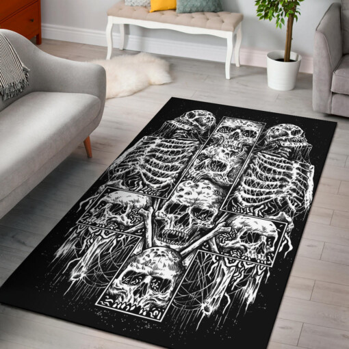 Skull Satanic Cross Large Print Version Area Rug