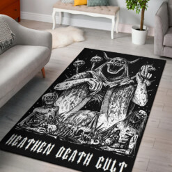 Satanic Horn Skull God Impaled Skull Area Rug