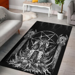 Skull Satanic Goat Inverted Pentagram Wing Demon Version Area Rug