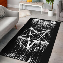 Satanic Skull Melting Inverted Pentagram Area Rug