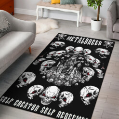 Skull Inverted Pentagram Guitar Hell Throne Metalbreed Area Rug