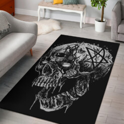 Skull Cyclops Inverted Pentagram Area Rug