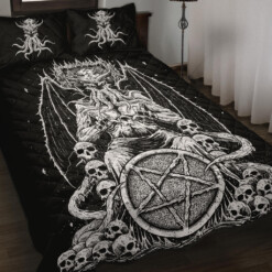 Skull Satanic Pentagram Demon Octopus Skull Throne Quilt 3 Piece Set