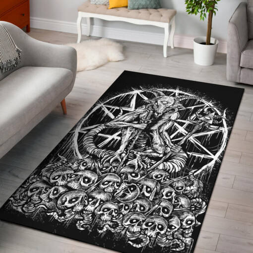 Skull Satanic Cyclops Goat Area Rug New Large Print Version