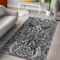 Skull Demon Metal Head Guitar Throne Area Rug