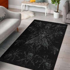 Skull Goth Evil Spider Fly Area Rug Dark Version