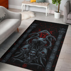 Skull Satanic Pentagram Serpent Serpent Gate Shrine Area Rug Color Version