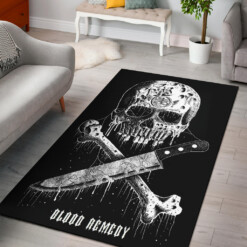 Satanic Skull Butcher Knife Area Rug