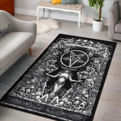 Skull Satanic Pentagram Demon Shrine Area Rug