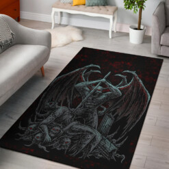 Skull Winged Demon Slaying Area Rug Color Version