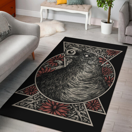 Gothic Black Crow Eye Area Rug Color Version