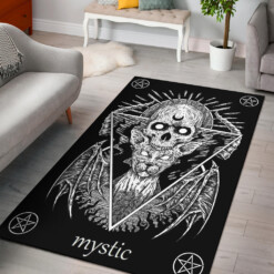 Skull Pentagram Occult Gothic Demon Cat Area Rug