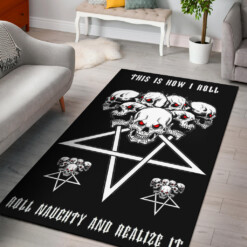 Satanic Skull Inverted Pentagram Area Rug