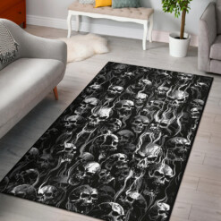 New Skull Smoke Style! Area Rug New Black And White Texture