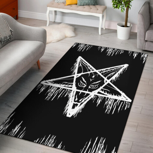 Inverted Melting Satanic Pentagram Area Rug Original Best Seller