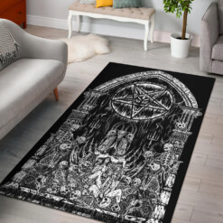 Skull Demon Satanic Pentagram Satanic Goat Priest Candle Area Rug