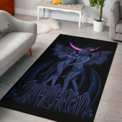 Skull Satanic Pentagram Baphomet Erotic Demon Shrine Area Rug Erotic Blue Pink